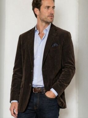 Chaps Ralph Lauren Corduroy Blazer Brown Elbow Patch Sport Coat Men’s 44R